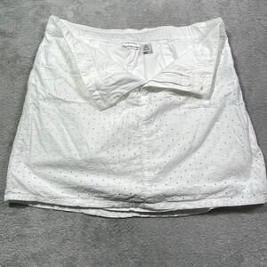 Croft & Barrow White Cotton Eyelet Skort, Summer Casual‎ Mini, Size 14 Women's